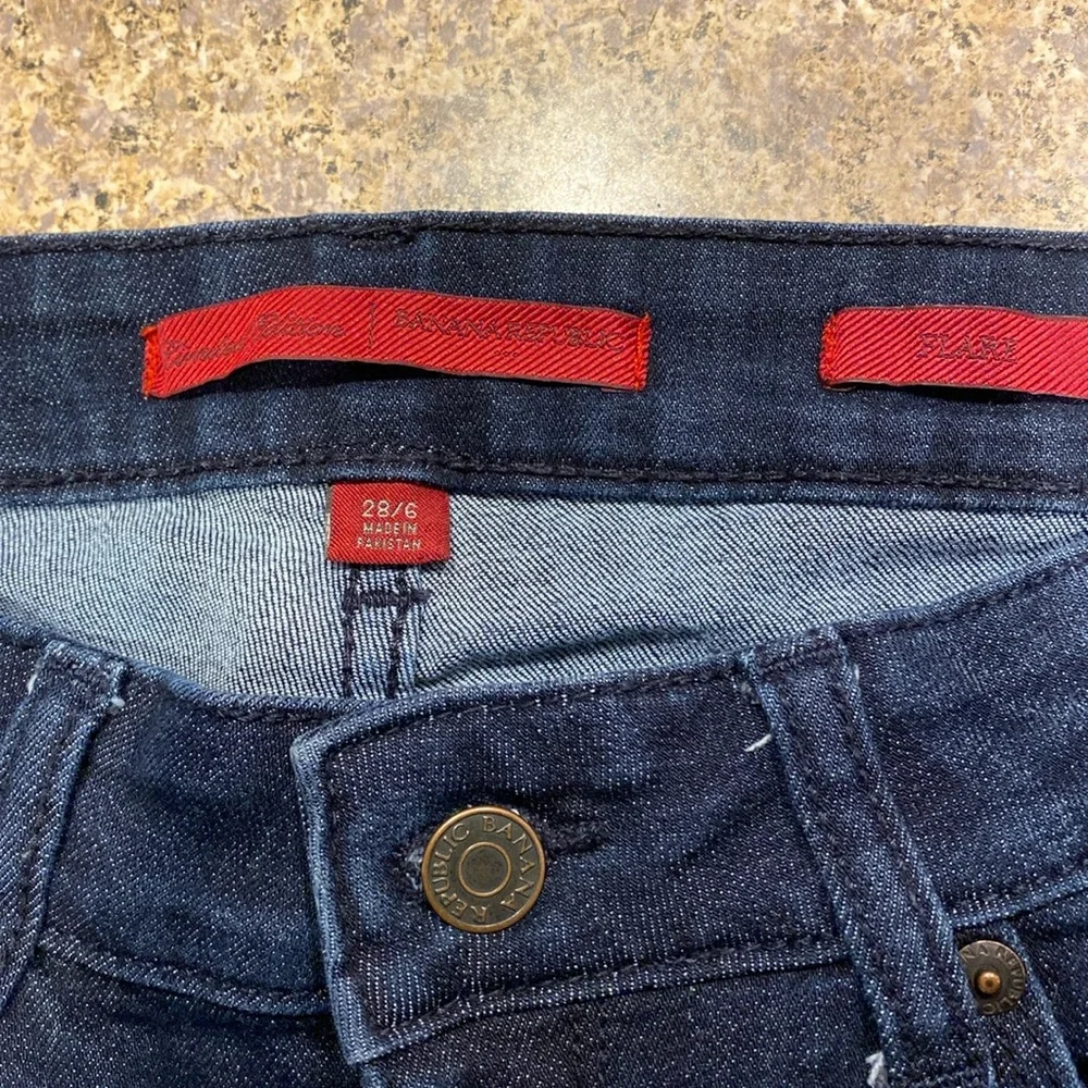 Banana Republic Flare Dark Denim Blue Jeans Limited Edition 28/6 - Picture 7 of 15